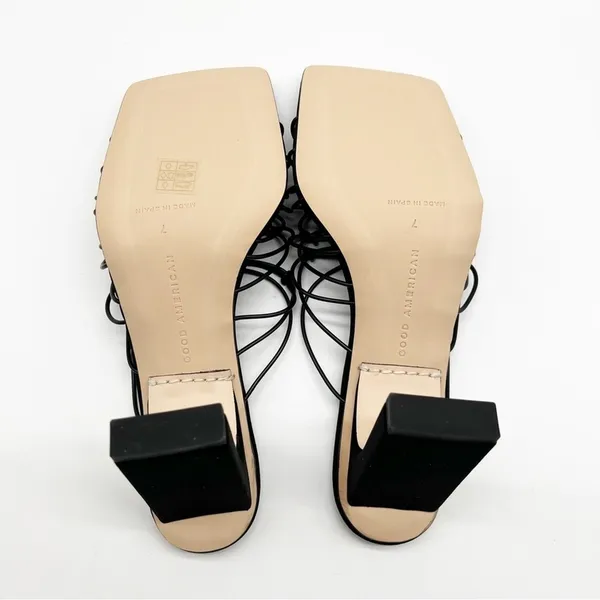 NWT Good American Square Toe Mule Sandals Women's‎ Size 7 Black Minimalist Chic - Image 9
