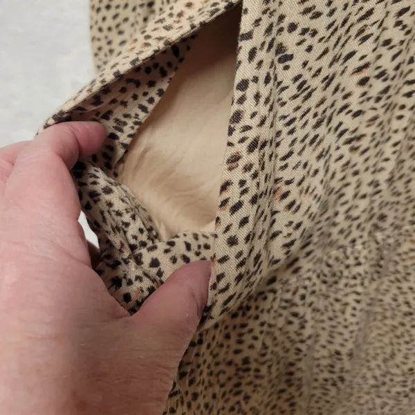 Abercrombie Fitch Leopard Print Tiered Mini Dress Size XS Tan Pockets Cheetah - Image 5