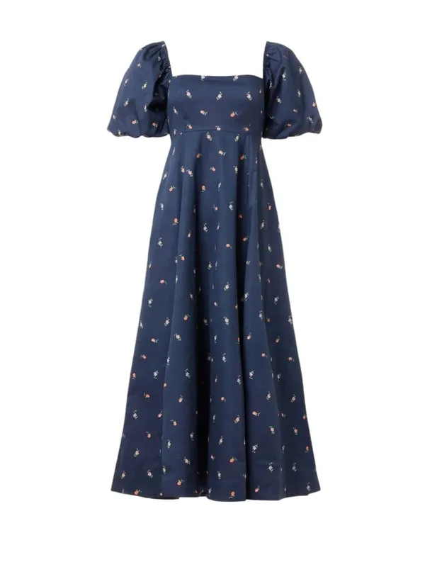 Hill House Home Matilda Dress in Blue Medium Womens Floral Rosette Print Puff - Image 10