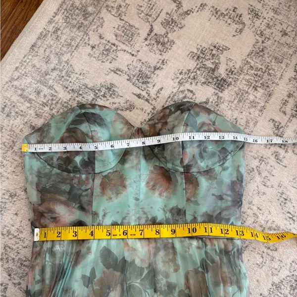 Lulus Most Beautiful Day Sage Multi Floral Print Organza Maxi Dress Size Medium - Image 6