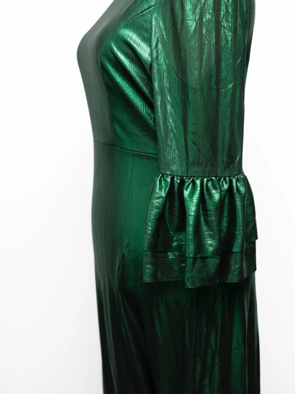 Pomander Place - Emerald Crinkle Lurex Lillith Maxi Dress - Image 12