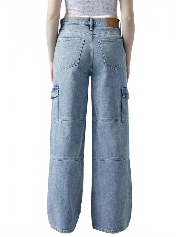 Pacsun Eco Light Indigo Mid Rise Baggy Cargo Jeans NWT Kiana Size 26 - Image 3