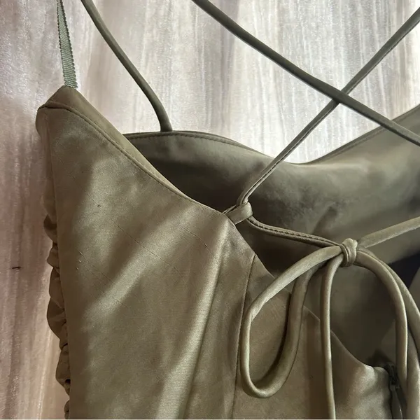 Line & Dot Revolve Hunnie Mini‎ Dress Moss Green Ruched Strappy NWT Size XS - Image 6