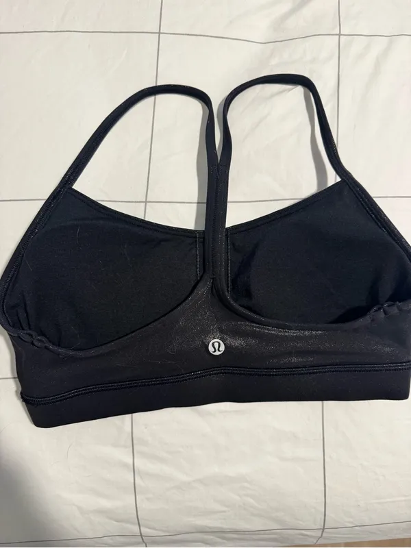 Black Shimmery lululemon flow-y sports bra size 6 - Image 2