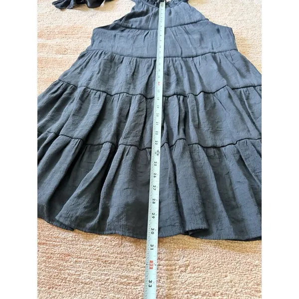 Entro Black Tiered Halter Dress Ruffle Neck Size S - Image 4