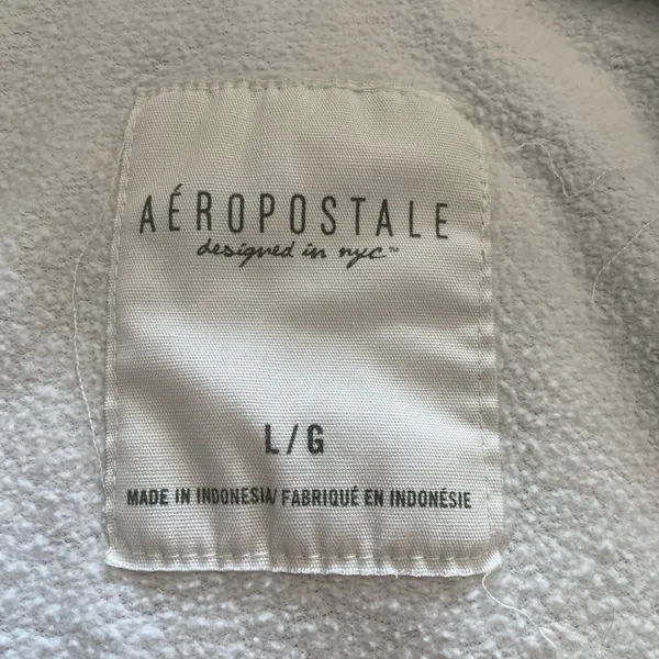 Y2K Aeropostale White Hoodie with White Logo size Large - Image 2