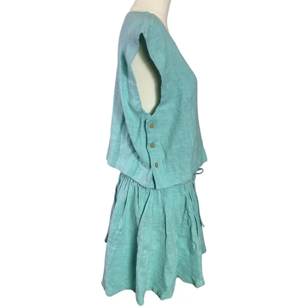 Free People Bohemian Beachy Skye Mini Skirt & Top Set Aqua Blue XL NWT - Image 7