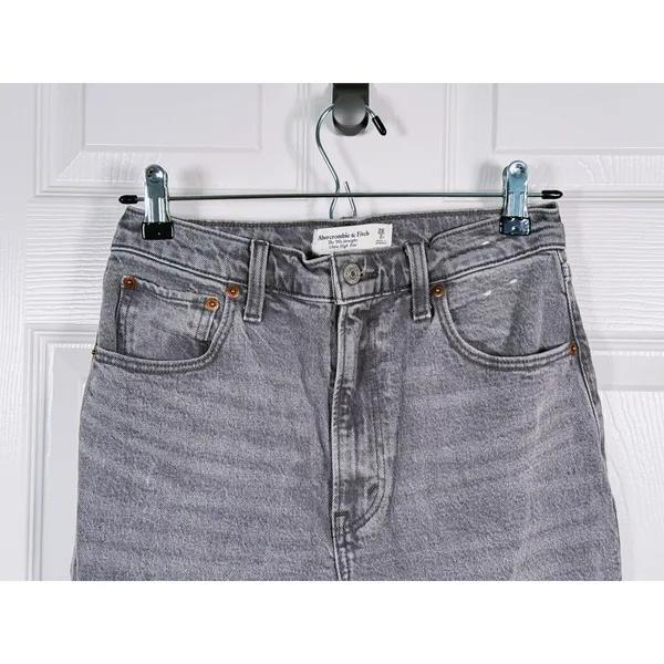 Abercrombie & Fitch 90s Straight Ultra High Rise Jeans Size 26(2) Gray Y2K Retro - Image 5