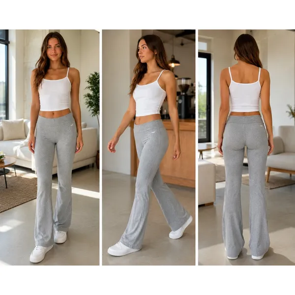Hollister Flare Yoga Pants Womens Small Short Gray Heathered Stretch Lounge - Image 2