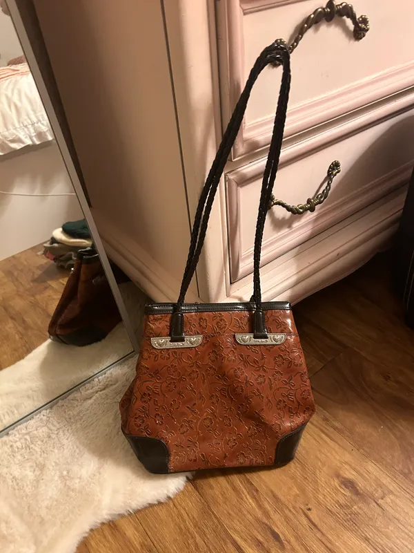 vintage brown floral patterned purse - Image 3