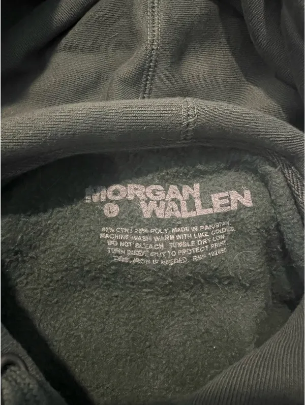 Morgan Wallen Hoodie Green Size L - Image 4