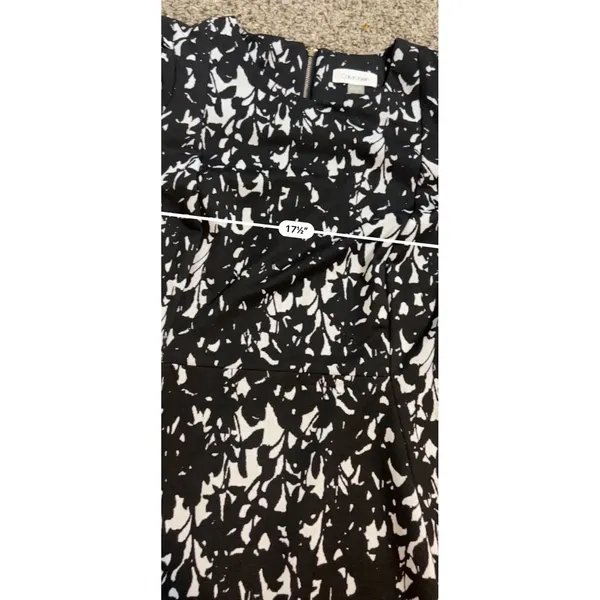 Calvin Klein Womens Black White Abstract Floral Sheath Dress Size‎ 10 Zip Back - Image 6
