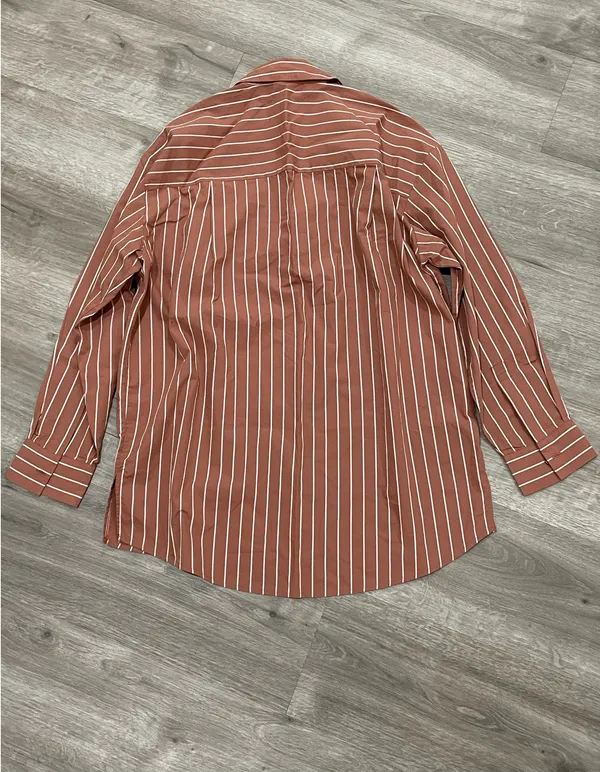 A New Day Brown Striped button down shirt - Image 3