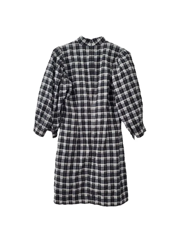Ganni‎ Seersucker Plaid Minidress (EUR36/US4) - Image 3