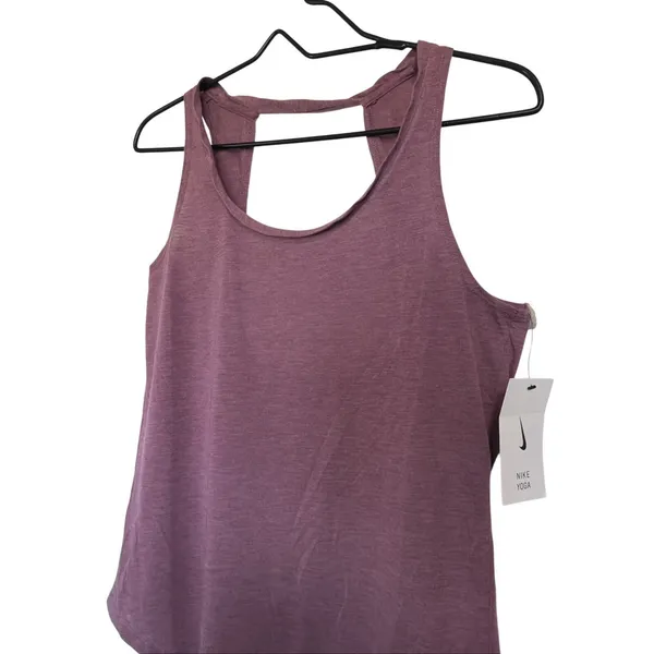 Nike Yoga‎ Womens Open Back Training Tank Top Plum Dust CJ3687-671 Small NWT - Image 5