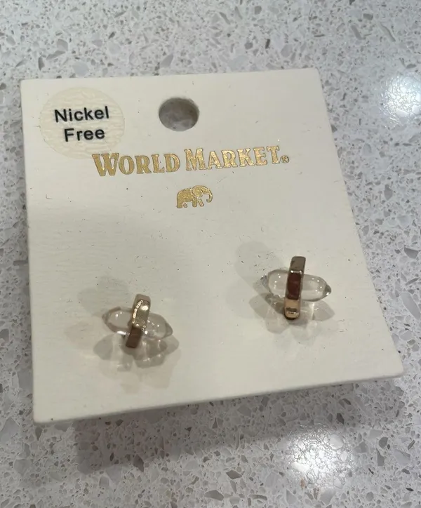 Crystal Stud Earrings Gold - Image 2