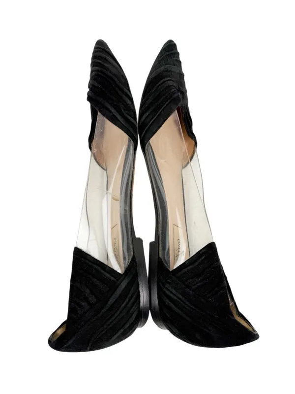 Valentino Garavani Black Pleated Suede Point Toe Flats Size 36/ US 6 - Image 4