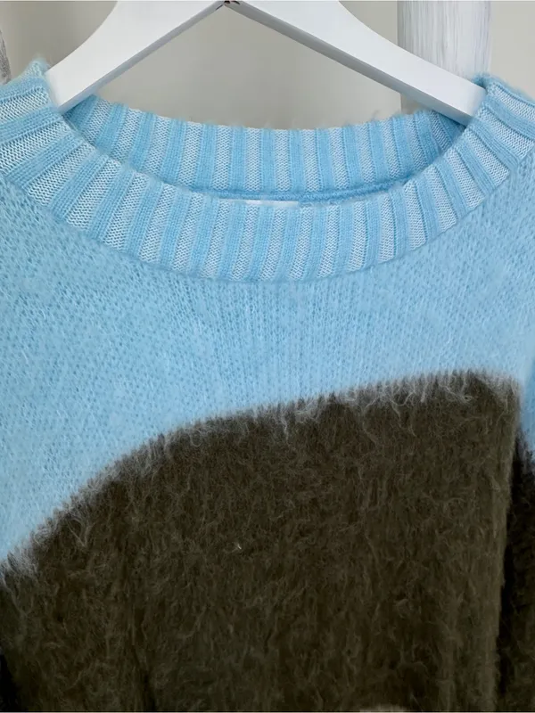 Nordstrom bp Label Oversized Brushed Trixie Colorblock Fuzzy Knit Sweater Size M - Image 7