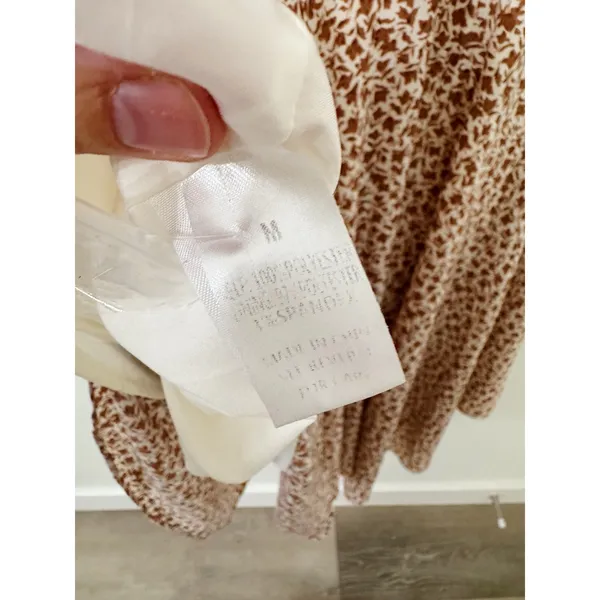 Wishlist Apparel Cream Rust Floral Flutter Sleeve Midi Dress M - Image 4
