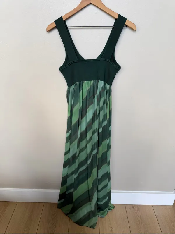 Dress To Clothing Boutique Brazil Sleeveless Green Maxi Dress Striped Size Small - Image 5