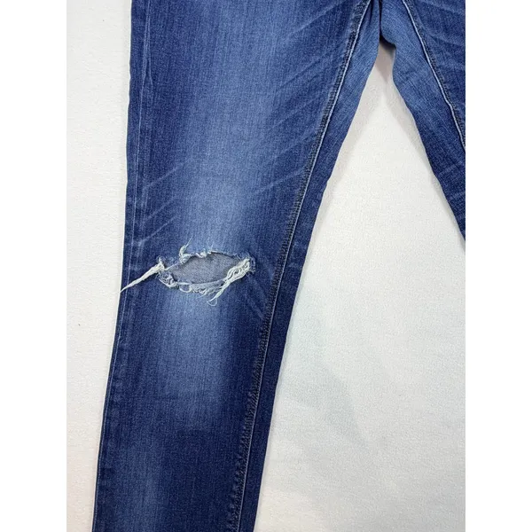 Express Jeans Girlfriend Jeans Women 14 Blue Distressed Mid Rise Denim Ankle - Image 11