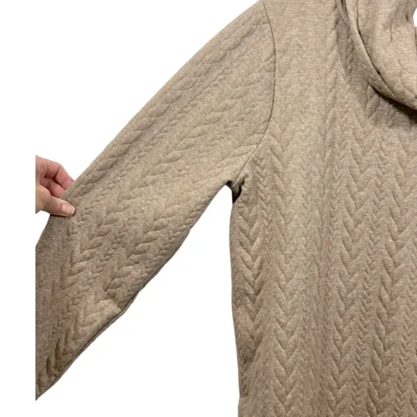 J. Crew Cable Knit Cowl Neck Top‎ Tan Size Medium Preppy Neutral Minimalist Cozy - Image 5