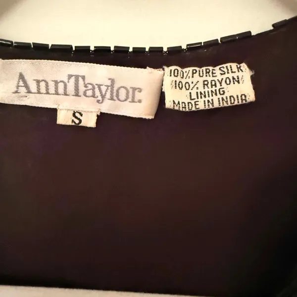VTG Ann Taylor Silk Sequined Beaded Cropped Bolero Shoulder Pads Jacket S - Flaw - Image 4