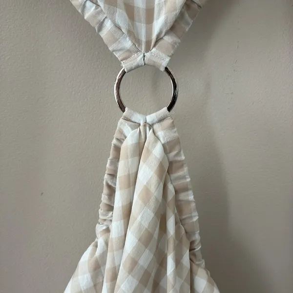 Petal & Pup‎ Beige Cut Out Gingham Dress 100% Cotton Mini Puff Sleeves Size 4 - Image 5