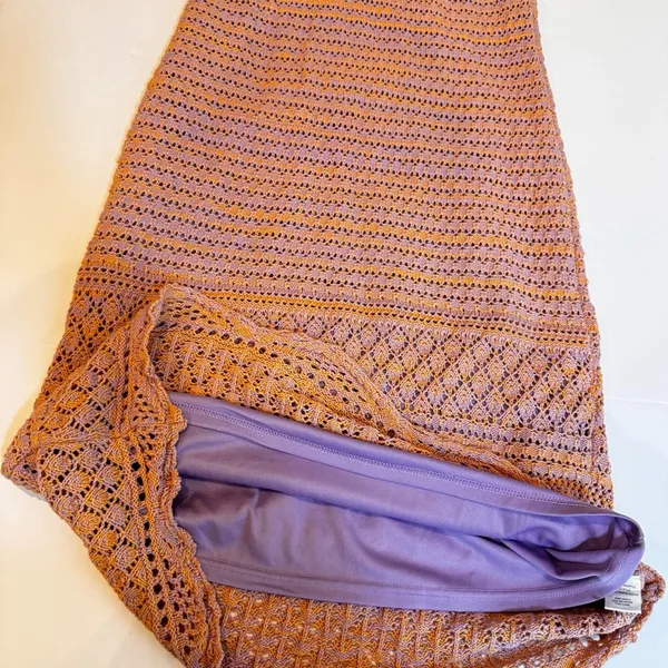 Freshman 1996 Crochet Maxi Dress XL Boho Festival Cottagecore Pink Orange Lined - Image 8