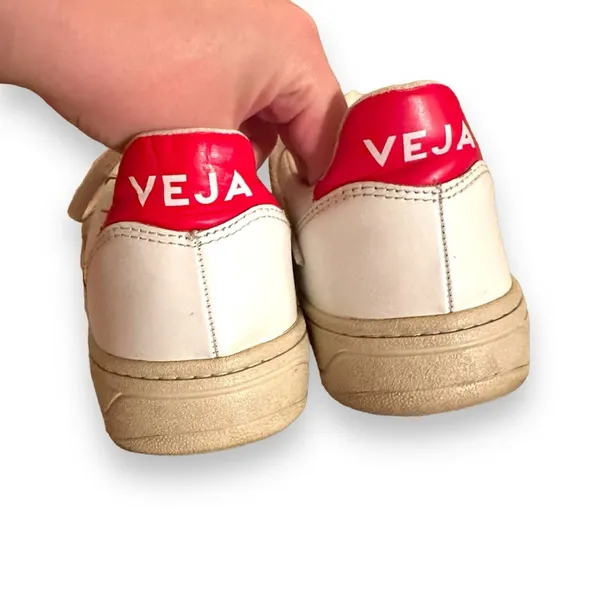Veja V-10 White, Red &‎ Blue Leather Lace-Up Sneakers Sz 7 - Image 6