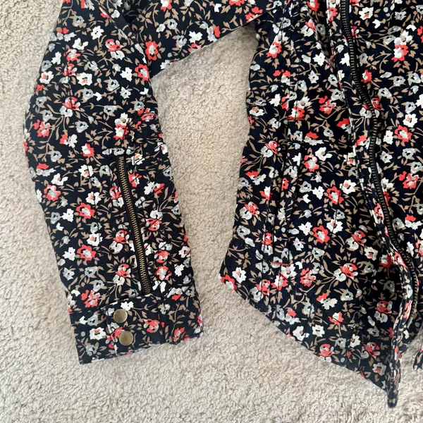 Anthropologie Hei Hei Tinsley Floral Moto Jacket Zip Cropped Fitted Womens Sz 6 - Image 9
