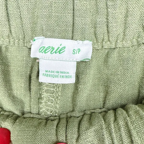 Aerie Women's Small Paperbag Linen Blend Cargo Joggers Green Pull-On Summer‎ - Image 8