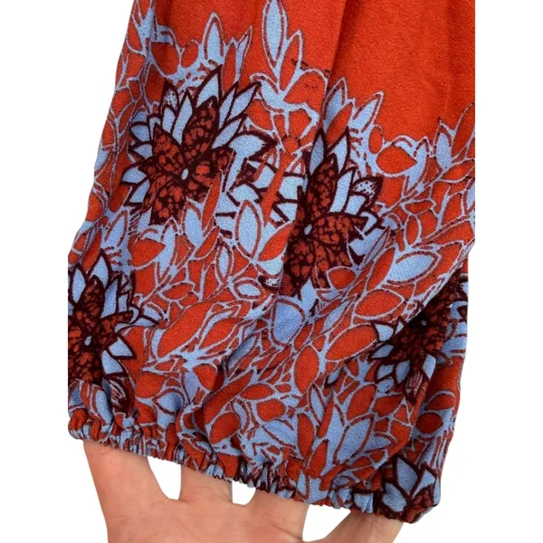 Free People Birds of A Feather Boho V-Neck Balloon Sleeve Blouse Top Size Small‎ - Image 11