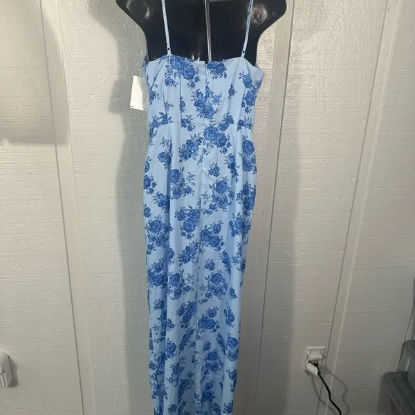 Chelsea 28 Blue Floral Spaghetti Strap Midi Dress Size Small NWOT - Image 8