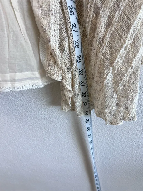 NWT Free People Women's Pretty Cool Boho Mixed Media Ivory Combo Vest‎ Duster - Image 6