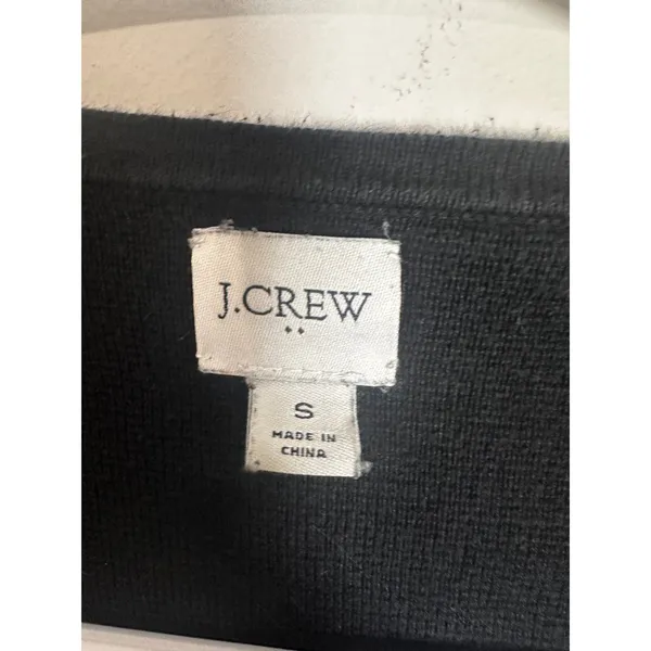 J.Crew Juliette Collarless Blazer Sweater Cardigan Black 100% Cotton Small J6339 - Image 3