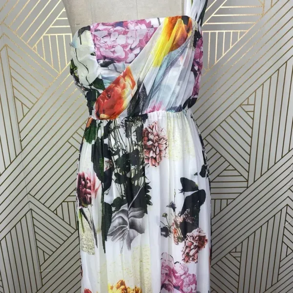ASOS Floral One Shoulder Maxi Dress‎ in White Size 2 - Image 6