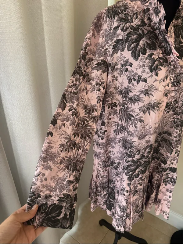 Tuckernuck Pink Toile Print Ruffle Collar Mini Dress Size M Cottagecore - Image 7