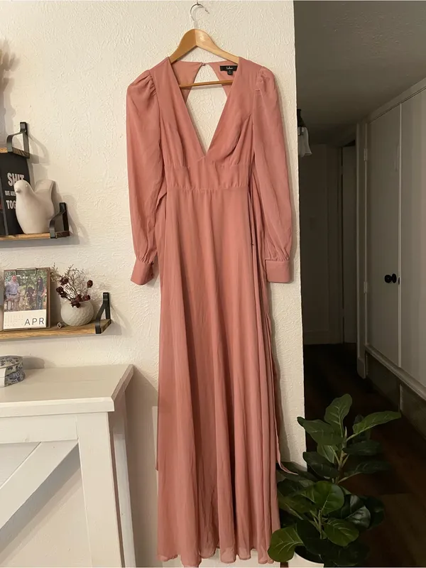 Lulus Talk About Divine Blush Long Sleeve Backless Maxi Dress Pink Size XS - Image 2