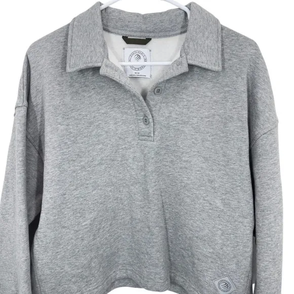 MPG Sport Grey Collared Pullover‎ Sweatshirt Cropped Boxy Athleisure Size Medium - Image 2