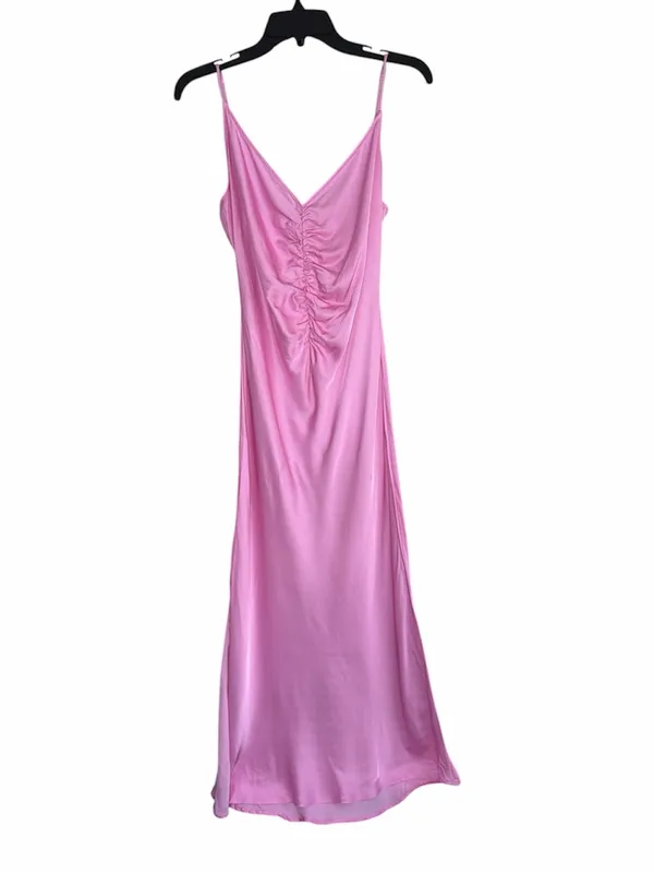ASTR the‎ Label Valinda Ruched Slip Pink Orchid Midi Dress Medium - Image 3