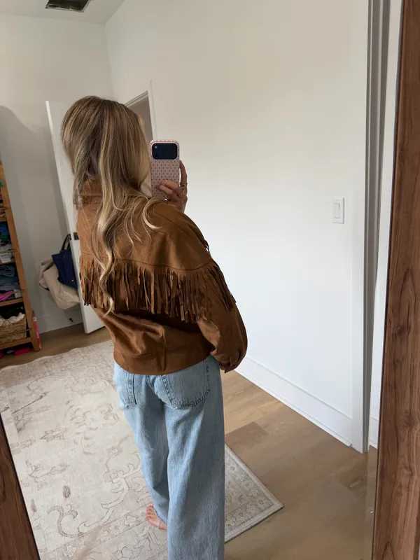 Amazon faux suede fringe jacket  - Image 2