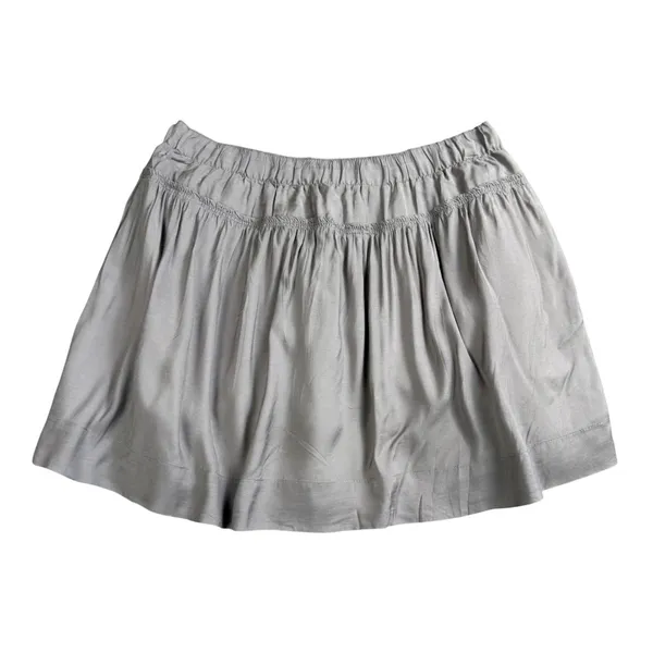 Abercrombie & Fitch Mini Skirt Womens Medium Grey Smocked Elastic Waist Logo Vtg - Image 3