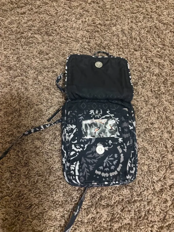 Vera Bradley Hipster Crossbody Purse Paisley Noir Print Black and White Cotton - Image 5