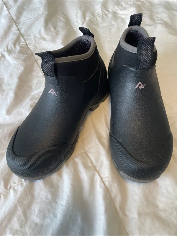 Women’s Black Waterproof Winter Slip-On Boots with Pink Logo - Image 3