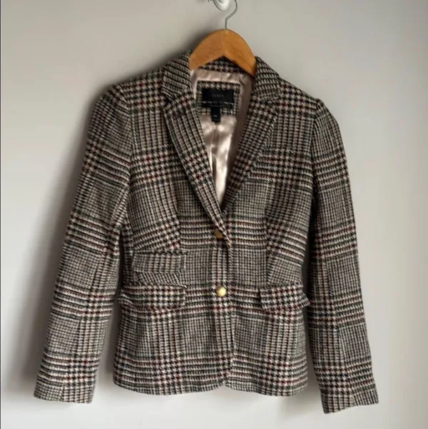 J. Crew Schoolboy Wool Houndstooth Plaid Blazer 0 - Image 2