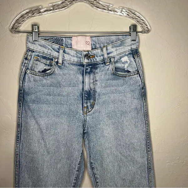 Revice Uptown Stardust High‎ Rise Straight Leg Mom Distressed Denim Jeans - Image 4