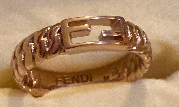 Fendi Baguette Metal Oro Rosa Ring Size M - Image 6
