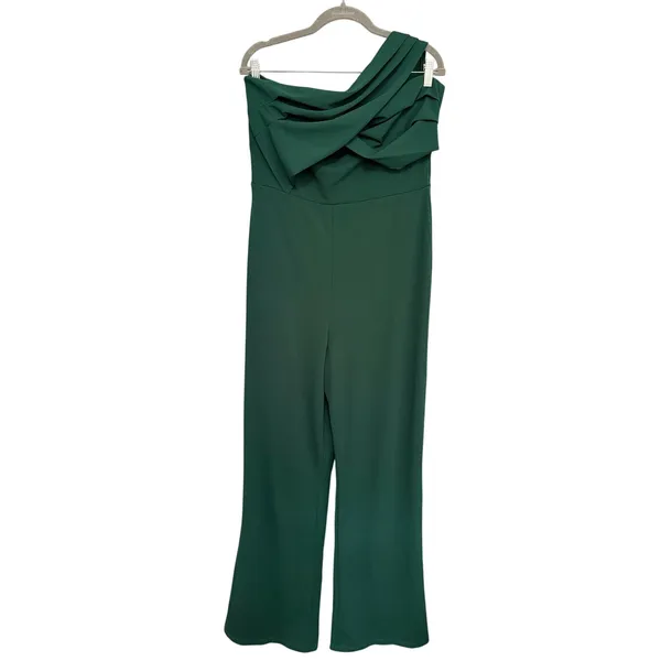 NEW Lulus Devoted to Fun Hunter Green One-Shoulder Sleeveless Jumpsuit XL - Image 3