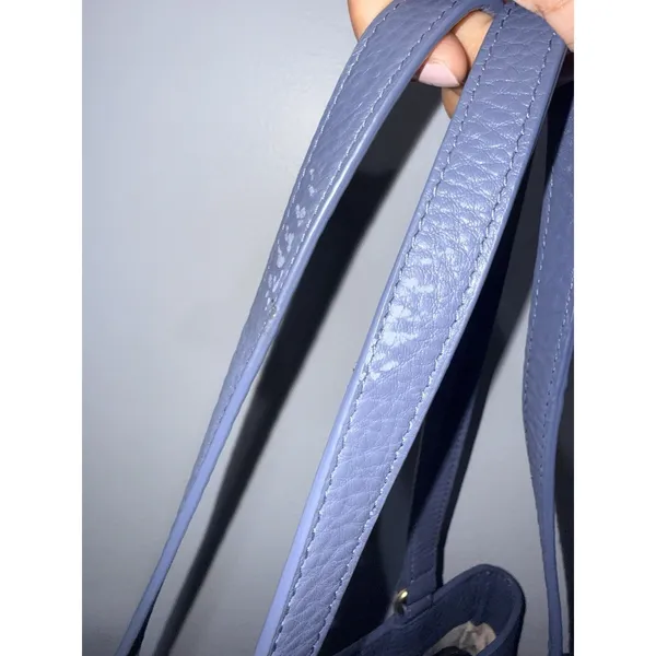Dagne Dover Allyn Tote Ash Blue Pebbled Leather Medium‎ Laptop Shoulder Bag E - Image 12